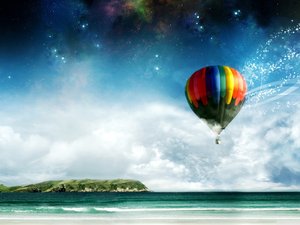 安卓创意 风景 星空 热气球手机壁纸