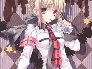 安卓动漫 cg 日本 美少女 可爱 纯真 喝水 草泥马手机壁纸