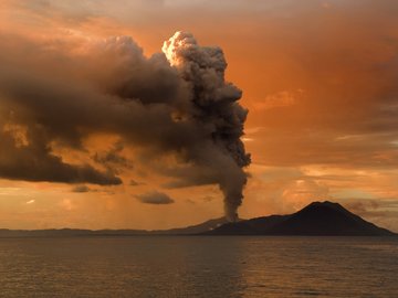 风景 自然 火山 黄昏