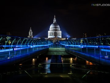 风景 旅游 英国 伦敦 圣保罗大教堂 夜景