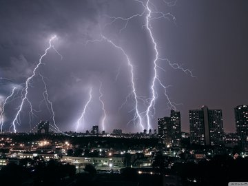 风景 城市 夜景 闪电