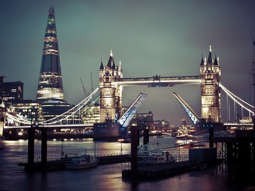 风景 城市夜景 码头 伦敦