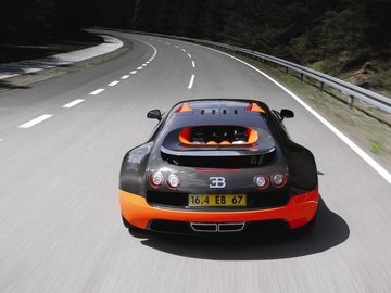 汽车 赛车 橘黄色 布嘉迪Veyron SuperSport