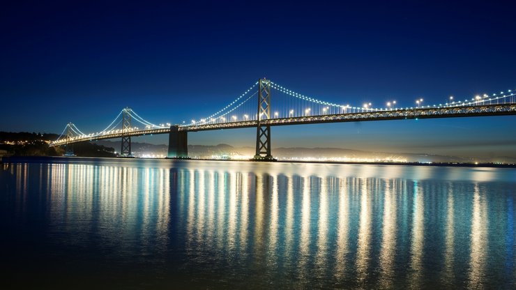 风景 城市 美国 旧金山-奥克兰海湾大桥 夜景