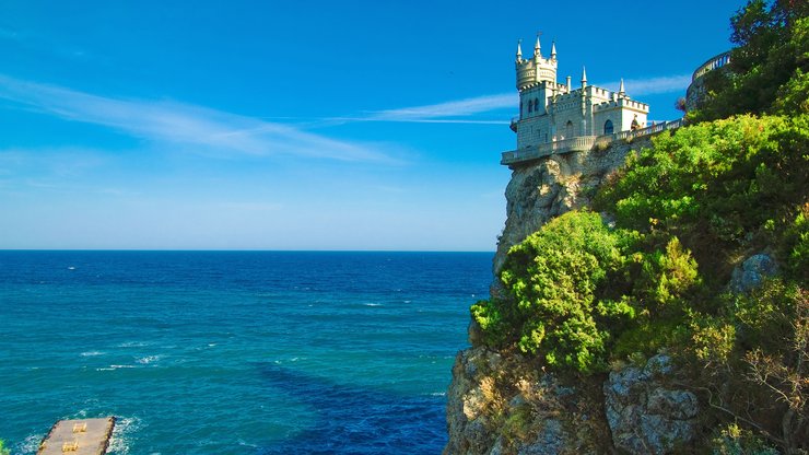 风景 旅游 乌克兰 大海 礁石 栈桥 城堡