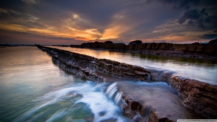 风景 河流 夕阳 黄昏