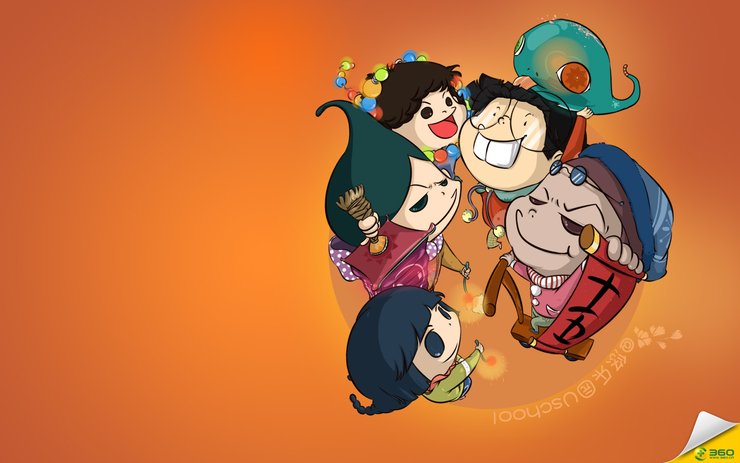 安卓手机动漫 悠 闹花灯 原创 360壁纸 卡通 悠乐园 坤奇动漫 元宵节高清壁纸