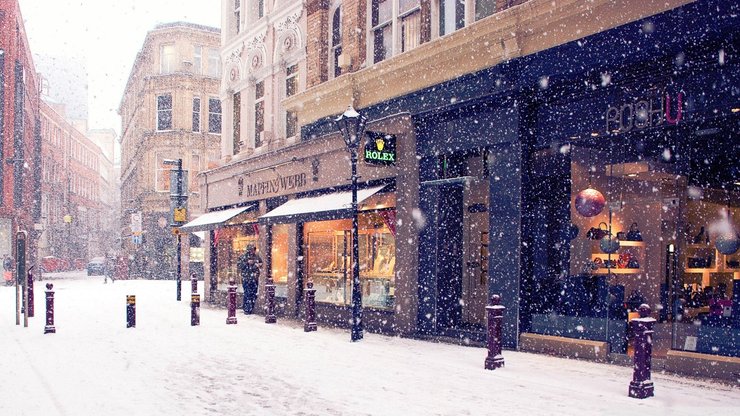 安卓手机街道 城市 风景 飘雪 冬季 冬天 旅游胜地 陌生的街角高清壁纸